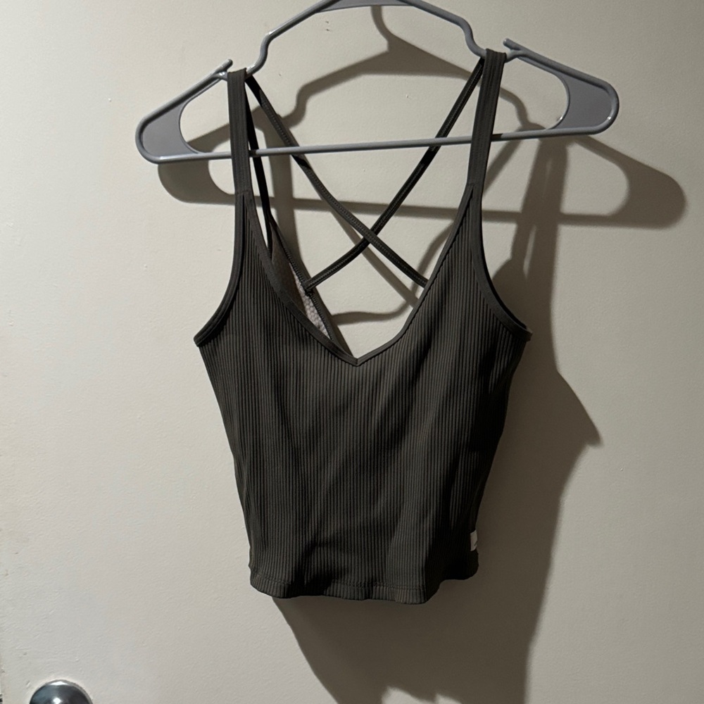 Vuori Dark Olive Ribbed Camisole